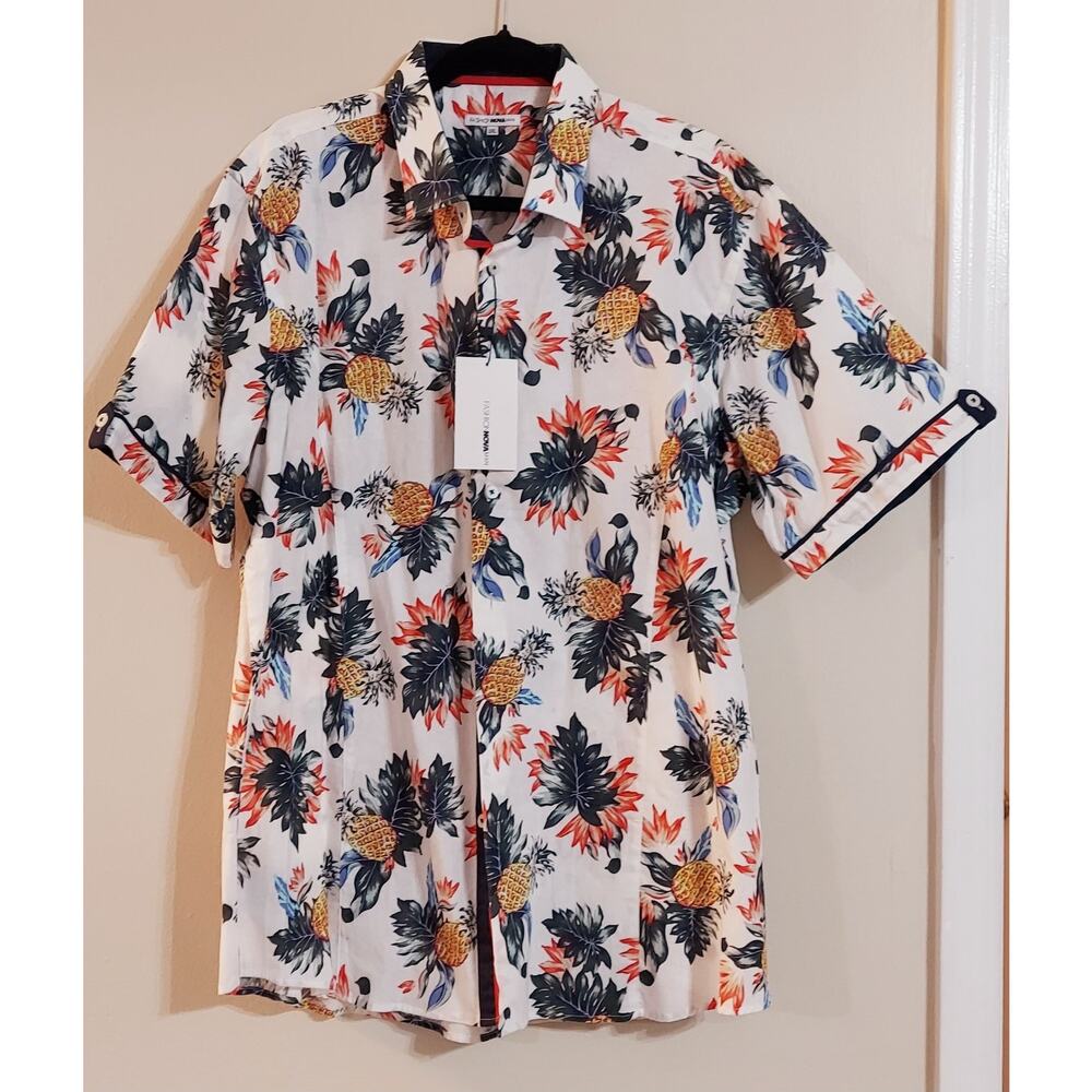 Fashion Nova Mens Pineapple Tropical Cuban Button Up Shirt 3XL NWT